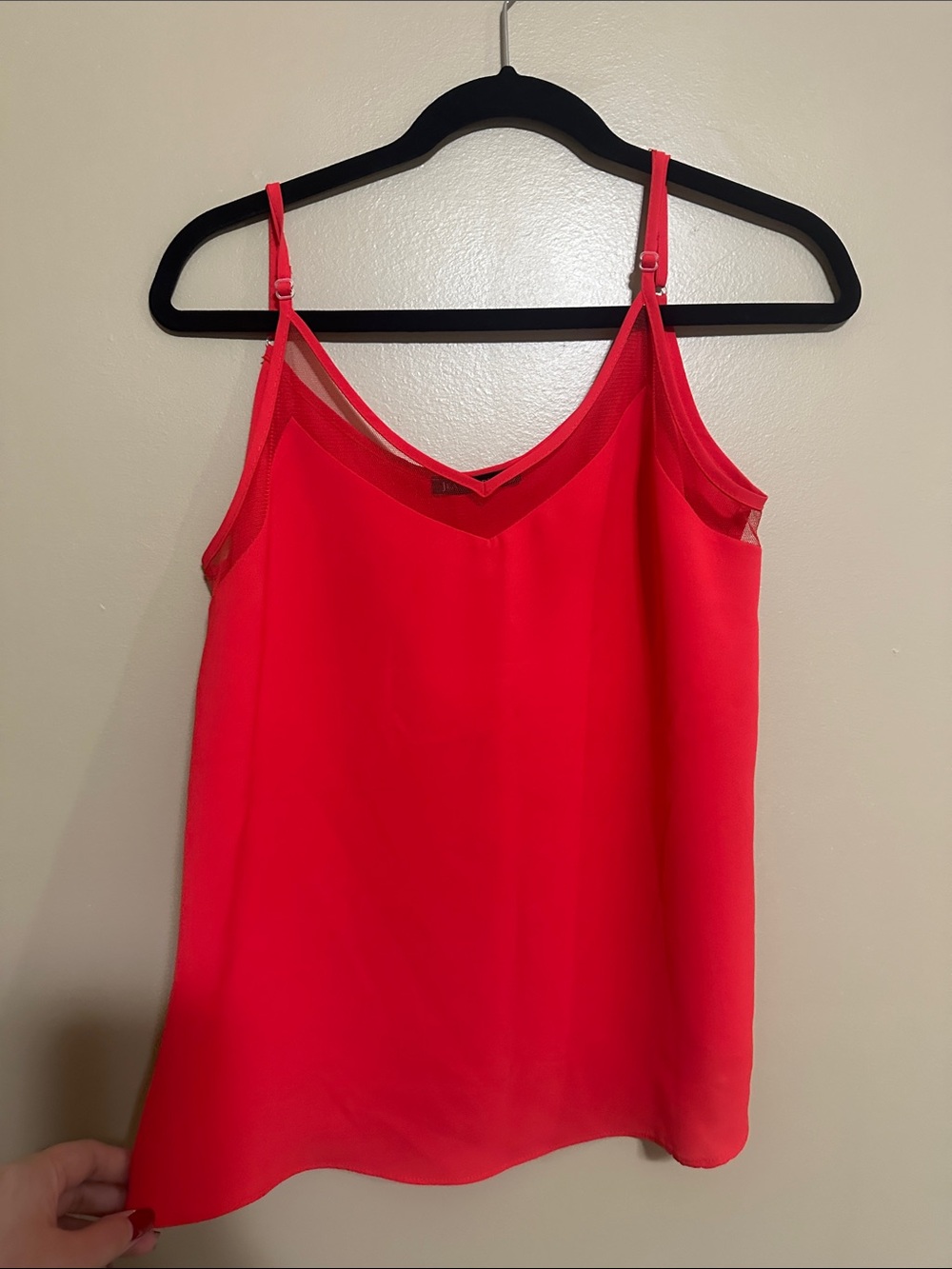 Red V-Neck Satin Cami Tank Top